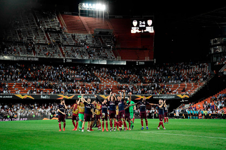 Arsenal melaju ke final Liga Europa dengan keunggulan agregat 7-3.