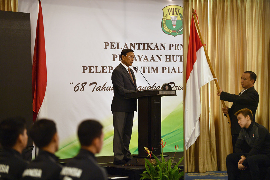 Dalam sambutannya Ketua Umum PBSI Wiranto berharap tim Indonesia berhasil merebut gelar juara Piala Sudirman 2019.