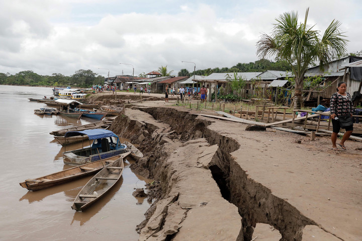 Gempa berkekuatan magnitudo 8,0 menghantam bagian terpencil hutan Amazon di Peru. Afp Photo/Guadalupe Pardo