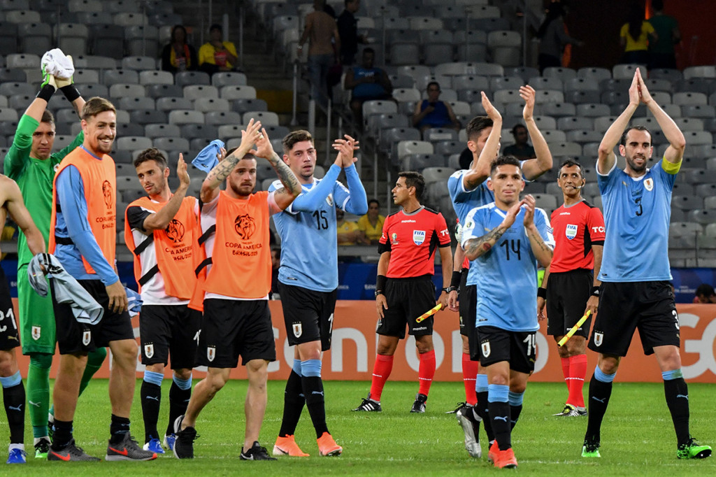 Hingga laga usai, keunggulan Uruguay tidak berubah dan menjadi kemenangan terbesar dalam penyelenggaraan Copa America 2019. Afp Photo/Luis Acosta