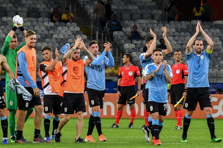 Hingga laga usai, keunggulan Uruguay tidak berubah dan menjadi kemenangan terbesar dalam penyelenggaraan Copa America 2019. Afp Photo/Luis Acosta