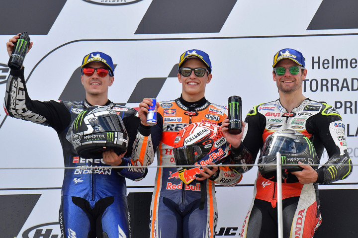 Marc Marquez juara MotoGP Jerman 2019 di Sirkuit Sachsenring dengan mengalahkan Maverick Vinales dan Cal Crutchlow.