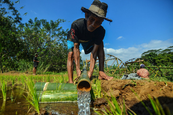 Tiga kincir air bisa mengairi lahan pesawahan 3-4 hektar.