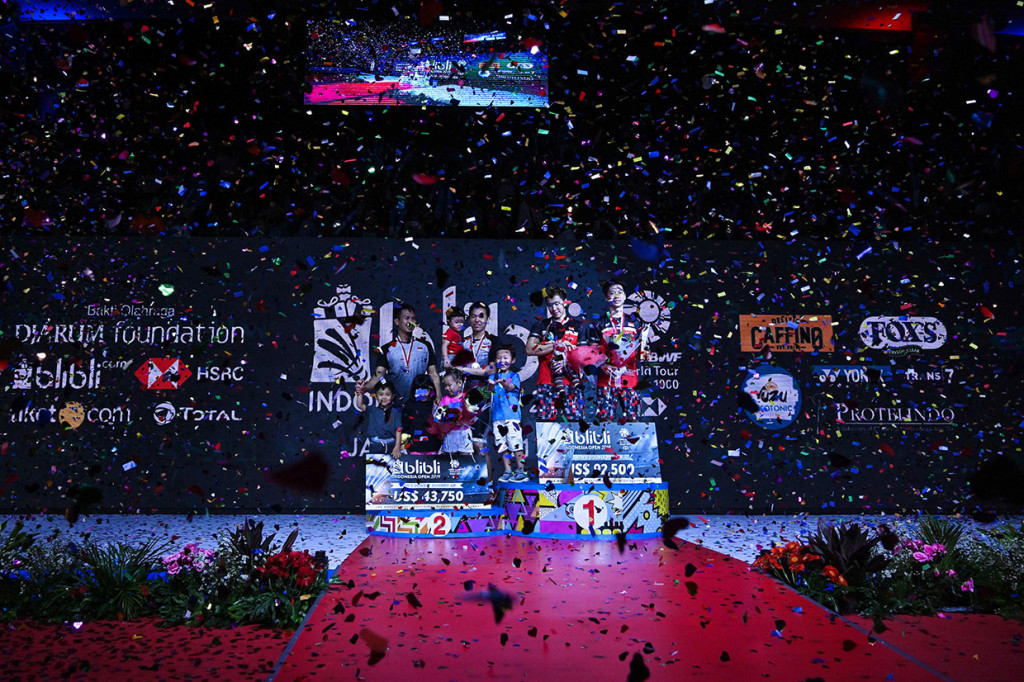 Minions menyingkirkan juara Indonesia Open 2013 itu dalam dua gim 21-19, 21-16 selama 28 menit. AFP Photo/Adek Berry