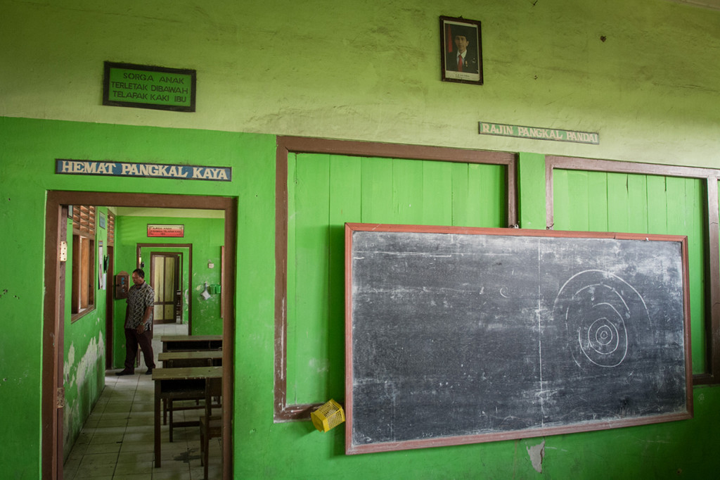 Kondisi salah satu ruang kelas yang kosong di SD Negeri 1 Sidoharjo, Sragen, Jawa Tengah.