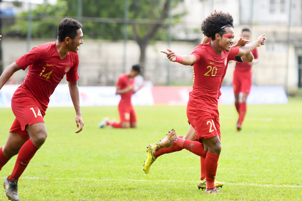 Sebanyak lima gol kemenangan skuat arahan Fakhri Husaini di babak pertama dicetak oleh Sutan Zico, Muhammad Fadhil, Bagus Kahfi (dua gol), dan David Maulana. Sementara dua gol lagi dicetak Mochamad Supriyadi di babak kedua.
