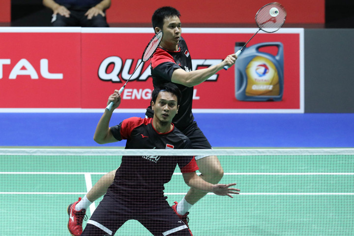 Sebelumnya, unggulan keempat Ahsan/Hendra maju ke babak empat besar setelah mengalahkan ganda Taiwan 13 Liao Min Chun/Su Ching Heng 21-17, 21-19.