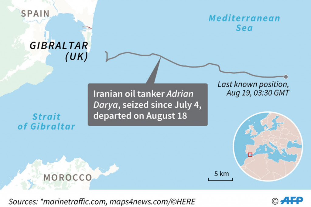 Tanker Iran Masuk Daftar Hitam AS
Washington: Departemen Keuangan Amerika Serikat pada Jumat, 30 Agustus 2019 waktu setempat, memasukkan tanker minyak Iran 'Adrian Darya' ke daftar hitam serta menjatuhkan sanksi atas kapten kapal tersebut. Tanker tersebut berada di pusaran konfrontasi antara Washington dan Teheran. AFP Photo/Johnny Bugeja
