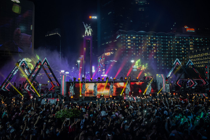 Suasana penyelenggaraan Jakarta Muharram Festival di Bundaran HI, Jakarta. Kegiatan tersebut dalam rangka menyambut tahun baru islam 1 Muharram 1441 H. Antara Foto/Aprillio Akbar