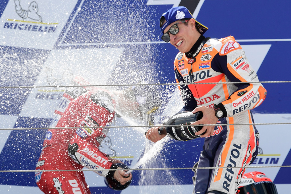 Unggul 98 poin atas pesaing terdekat Dovizioso, Marquez setidaknya membutuhkan 28 nilai dari lima seri tersisa tahun ini. AFP Photo/Javier Soriano
