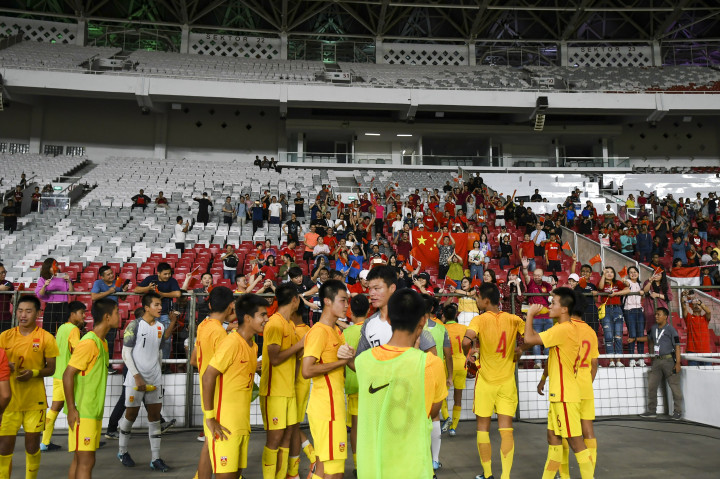 Tiongkok menjadi juara grup karena unggul selisih gol. Hasil laga kontra Kepulauan Mariana tidak masuk dalam hitungan karena Grup G memiliki peserta paling banyak. Antara Foto/Galih Pradipta