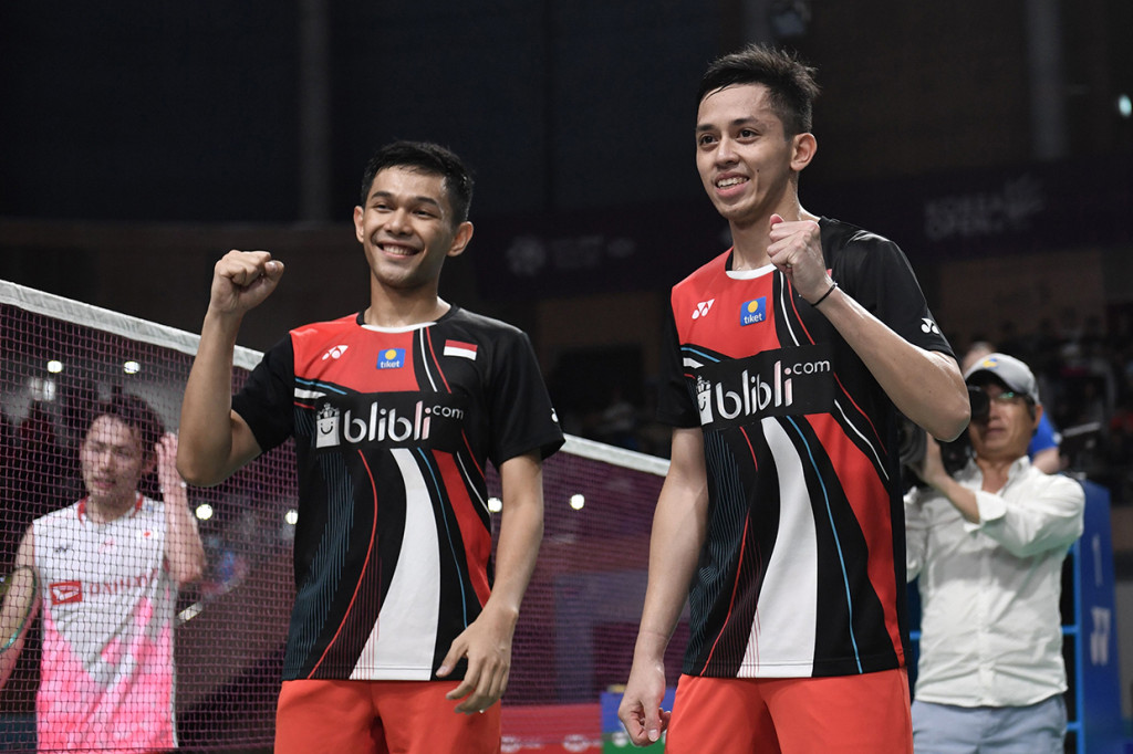 Pasangan ganda putra Indonesia, Fajar Alfian/ Muhammad Rian Ardianto, berhasil meraih gelar juara turnamen bulu tangkis Korea Open 2019.
