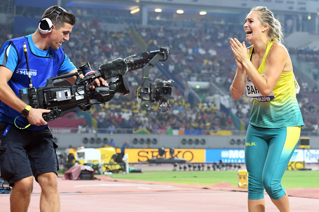 Barber, Perempuan Australia Pertama Juara Dunia Lempar Lembing
Doha: Kelsey-Lee Barber menjadi perempuan Australia pertama yang meraih gelar juara dunia lempar lembing, setelah memenangi pertandingan final Kejuaraan Dunia Atletik 2019 di Doha, Qatar, Selasa, 1 Oktober 2019 malam waktu setempat. AFP Photo/Kirill Kudryavtsev/Giuseppe Cacace