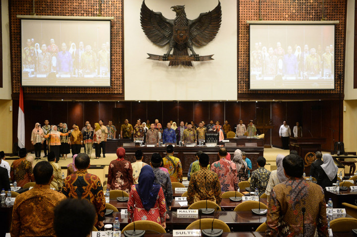 Suasana jalannya Sidang Paripurna DPD di Kompleks Parlemen, Senayan, Jakarta. 