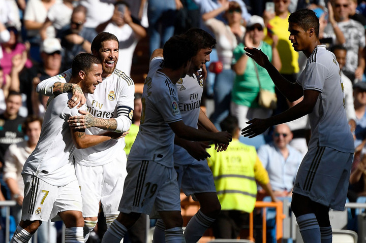 Eden Hazard menggandakan keunggulan Madrid di akhir babak pertama. Ini merupakan gol perdana Hazard bersama Madrid.