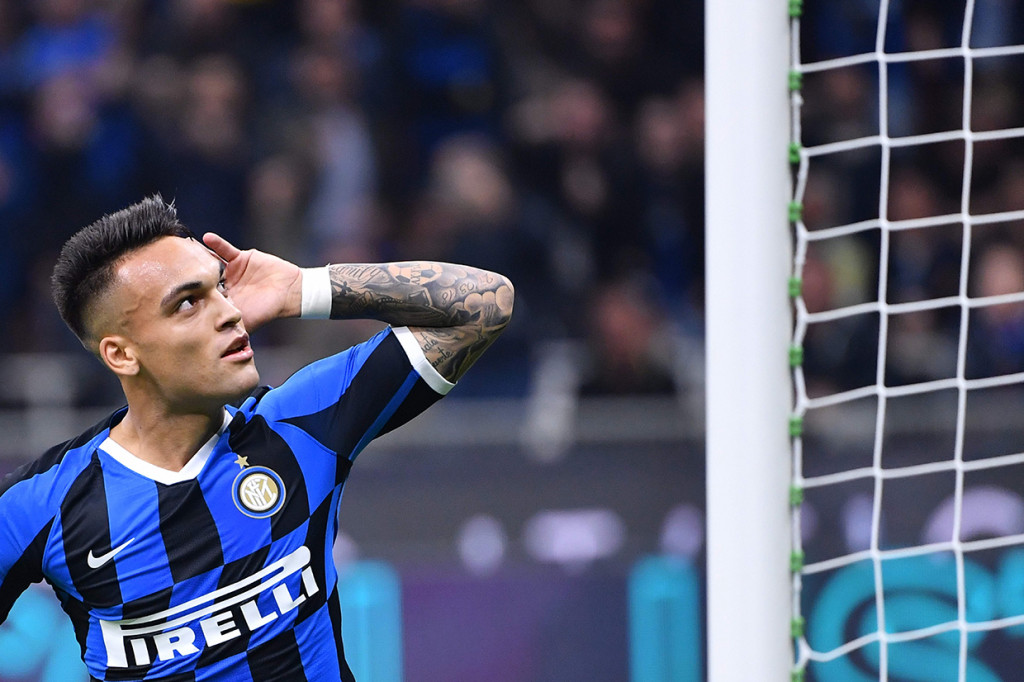Adapun gol Inter dicetak Lautaro Martinez lewat titik penalti pada menit ke-18. AFP Photo/Alberto Pizzoli
