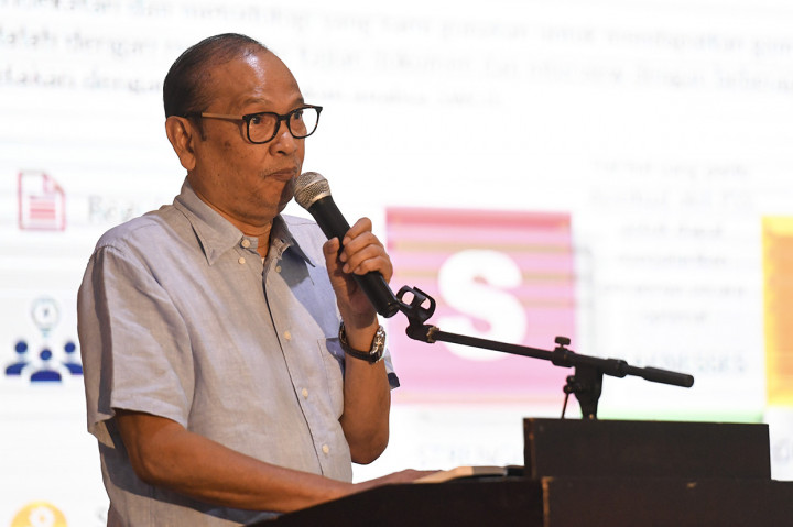 Salah satu calon Ketua Umum PSSI Periode 2019-2023 Rahim Soekasah menyampaikan visi dan misi kepada media di Jakarta.