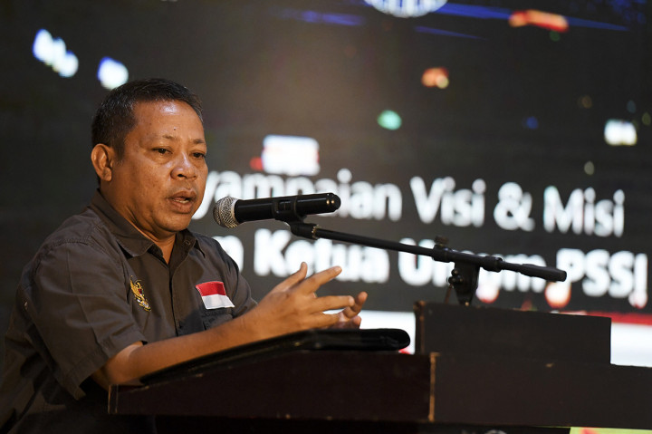 Penyampaian visi dan misi calon Ketua Umum PSSI kepada awak media itu mengusung tema 