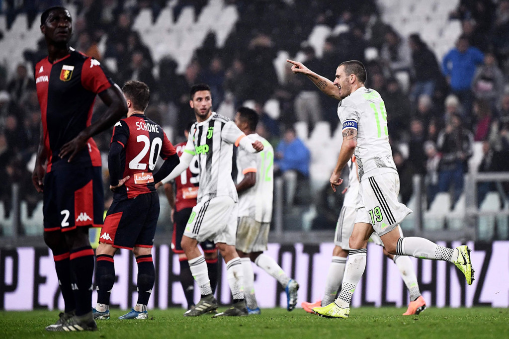 Juve mampu unggul terlebih dahulu lewat sundulan Leonardo Bonucci di menit ke-36. 