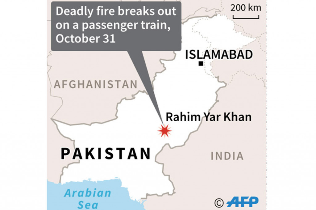 Menteri HAM Pakistan Shireen Mazari mengatakan kereta yang terbakar itu adalah Tezgam, salah satu layanan kereta tertua dan terpopuler di Pakistan, yang membentang antara kota garnisun Rawalpindi, bersebelahan dengan Islamabad, dan kota pelabuhan selatan Karachi.