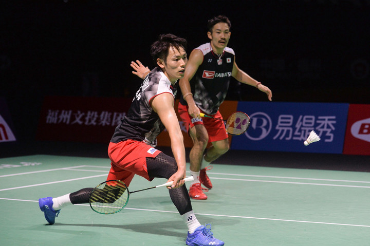 Kevin/Marcus menang dua gim langsung 21-17 dan 21-9 dalam tempo 33 menit.