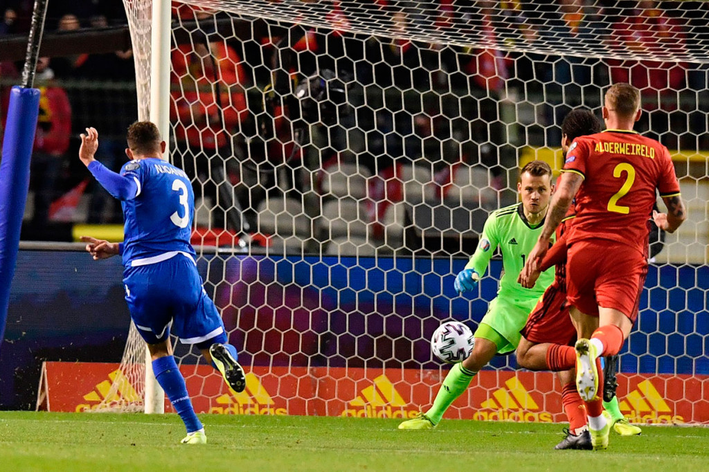Asyik menyerang, Belgia dikejutkan gol tim tamu pada menit ke-14 lewat N Ioannou.