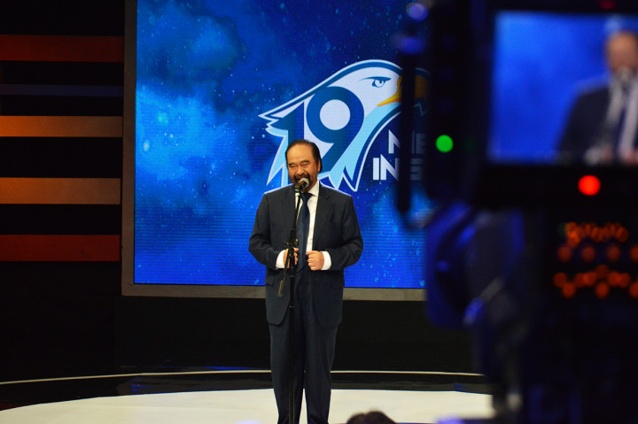 Chairman Media Group, Surya Paloh, saat memberikan sambutan dalam HUT ke 19 Metro TV.