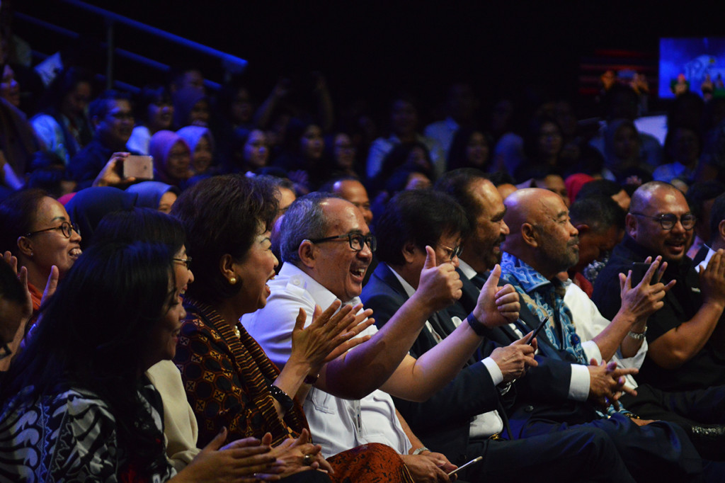Suasana perayaan HUT ke-19 Metro TV di Grand Studio Metro TV Jakarta.