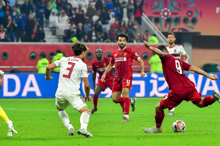 Gol kemenangan Liverpool ke gawang Flamengo dicetak Roberto Firmino. Gol tersebut tercipta pada babak perpanjangan waktu, tepatnya di menit ke-99. AFP Photo/Giuseppe Cacace