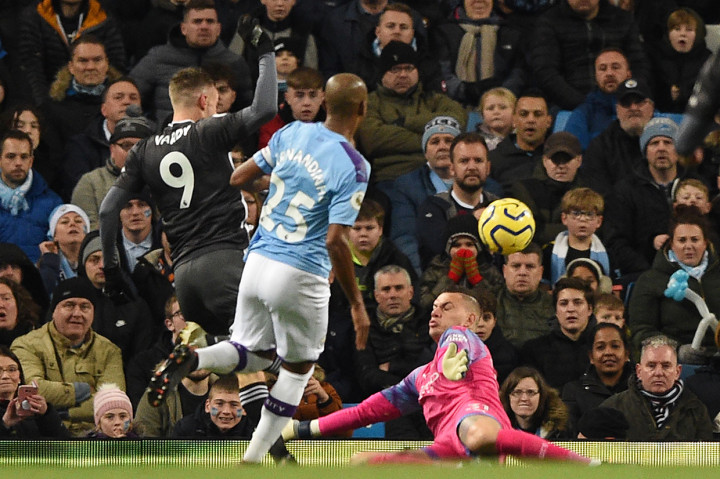 City sempat dikejutkan oleh gol Jamie Vardy di menit ke-22. AFP Photo/Oli Scarff