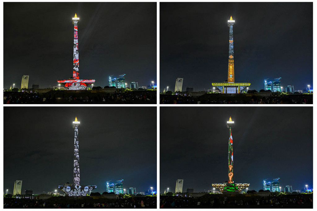 Kawasan Monas secara khusus selama libur Natal dan Tahun Baru menyajikan hiburan berupa pertunjukan video mapping pada pukul 19.00 WIB dan 20.00 WIB di sisi barat Tugu Monas.  Hiburan lainnya adalah pertunjukan air mancur yang diadakan sebanyak dua kali pada jam 19.30- 20.00 WIB serta jam 20.30 WIB- 21.30 WIB. Antara Foto/M Risyal Hidayat