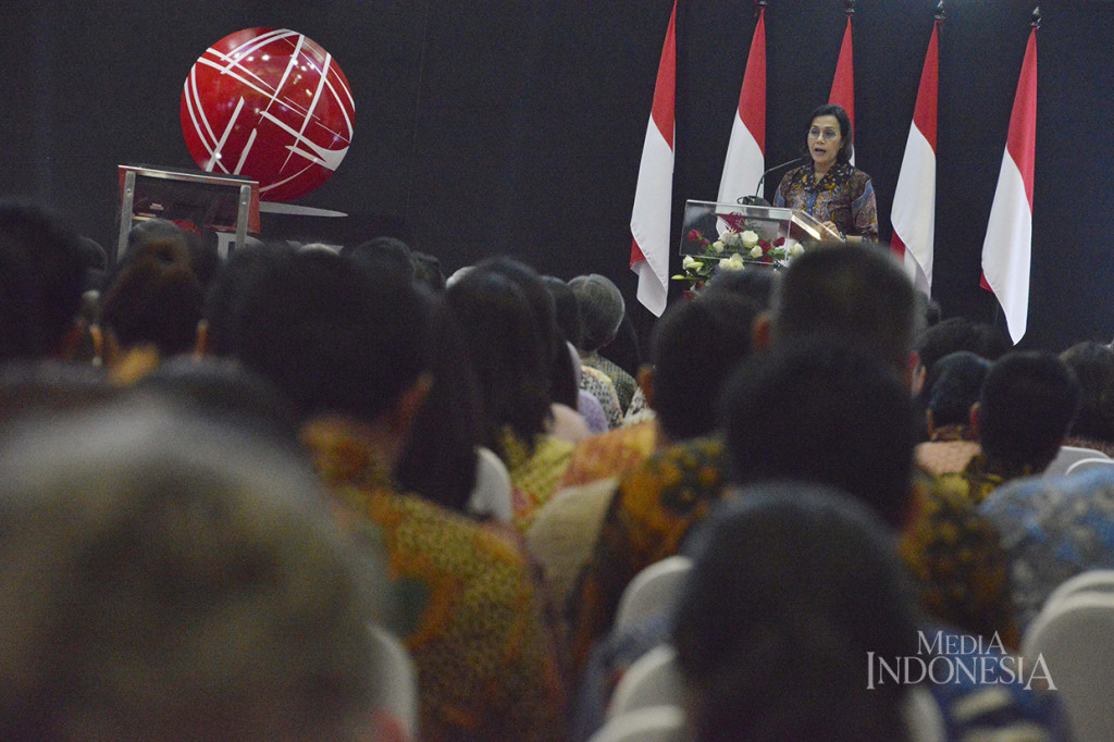 Dalam sambutannya, Sri Mulyani mengakui tahun ini menjadi titik berat bagi seluruh pelaku ekonomi. Hal ini tercermin dari beberapa indikator ekonomi Indonesia yang menunjukan trend yang tidak begitu baik sepanjang tahun.