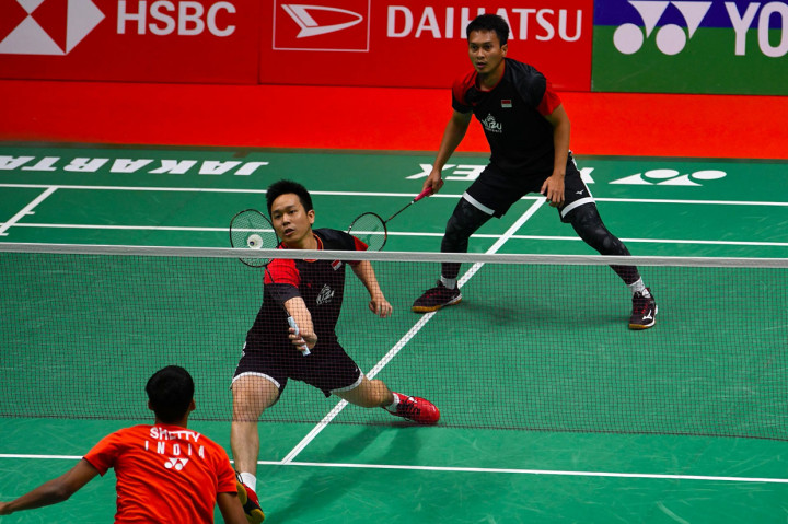 Sementara Hendra/Ahsan mengalahkan pasangan India, Satwiksairaj Rankireddy/Chirag Shetty. 