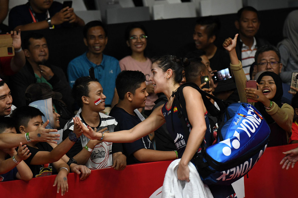 Di final, Marin akan menghadapi pemenang antara Ratchanok Intanon (Thailand) dengan Wang Zhi Yi (Tiongkok). ANTARA FOTO/Aditya Pradana Putra