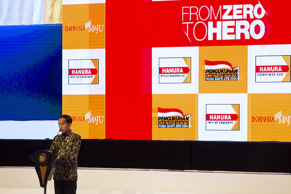 Dalam sambutannya, Presiden Jokowi meyakini Ketua Umum Hanura Oesman Sapta Odang dapat membesarkan Partai Hanura ke depan, dengan kecintaan dan pengelolaan yang profesional. 