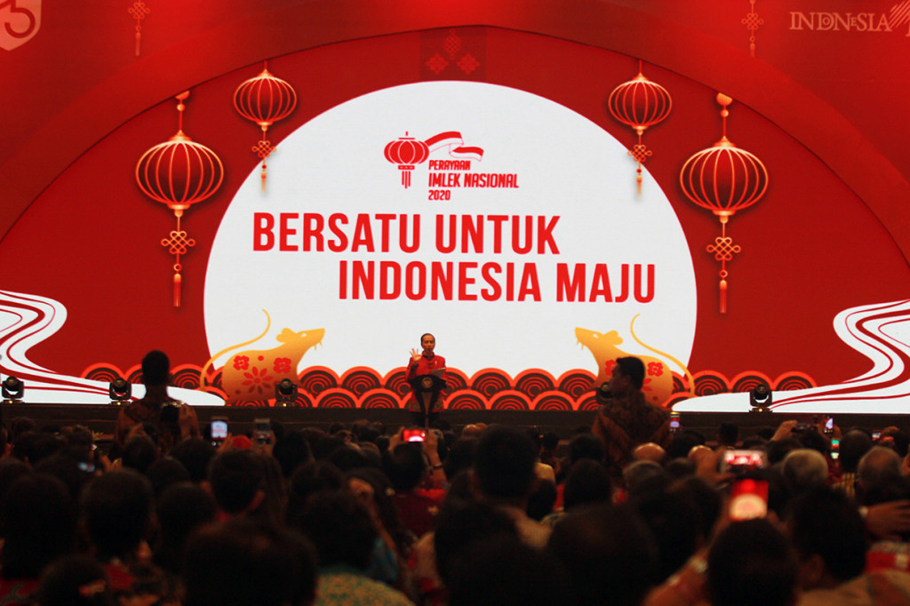 Perayaan Imlek Nasional 2020 yang dihadiri lebih dari sepuluh ribu warga Tionghoa Indonesia ini mengangkat tema 