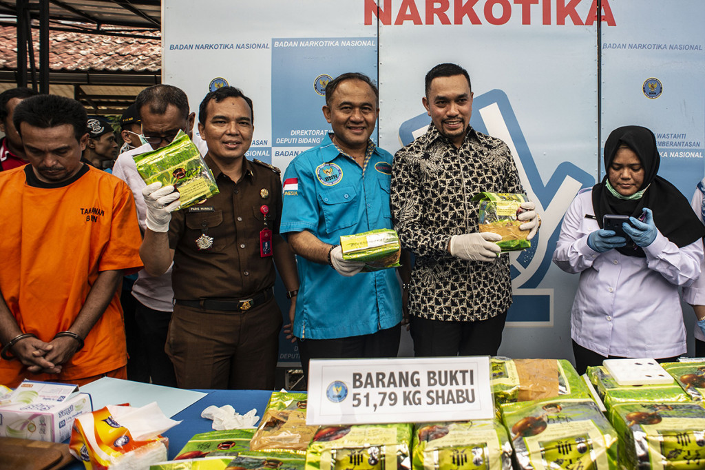 BNN memusnahkan sabu seberat 51,79 kilogram yang merupakan hasil penindakan di wilayah Medan, Sumatera Utara pada Desember 2019 lalu.