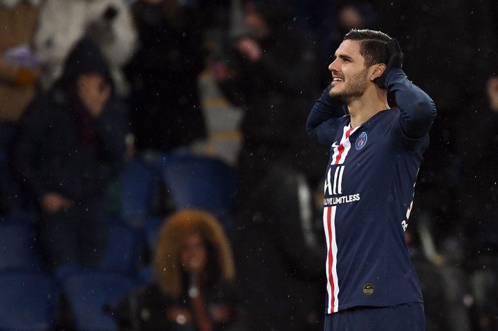 Mauro Icardi melakukan selebrasi usai mencetak gol ke gawang Dijon. AFP Photo/Franck Fife