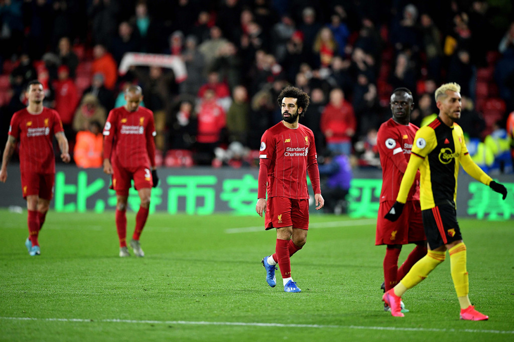 Liverpool tumbang 0-3 saat menghadapi Watford di Stadion Vicarage Road.
