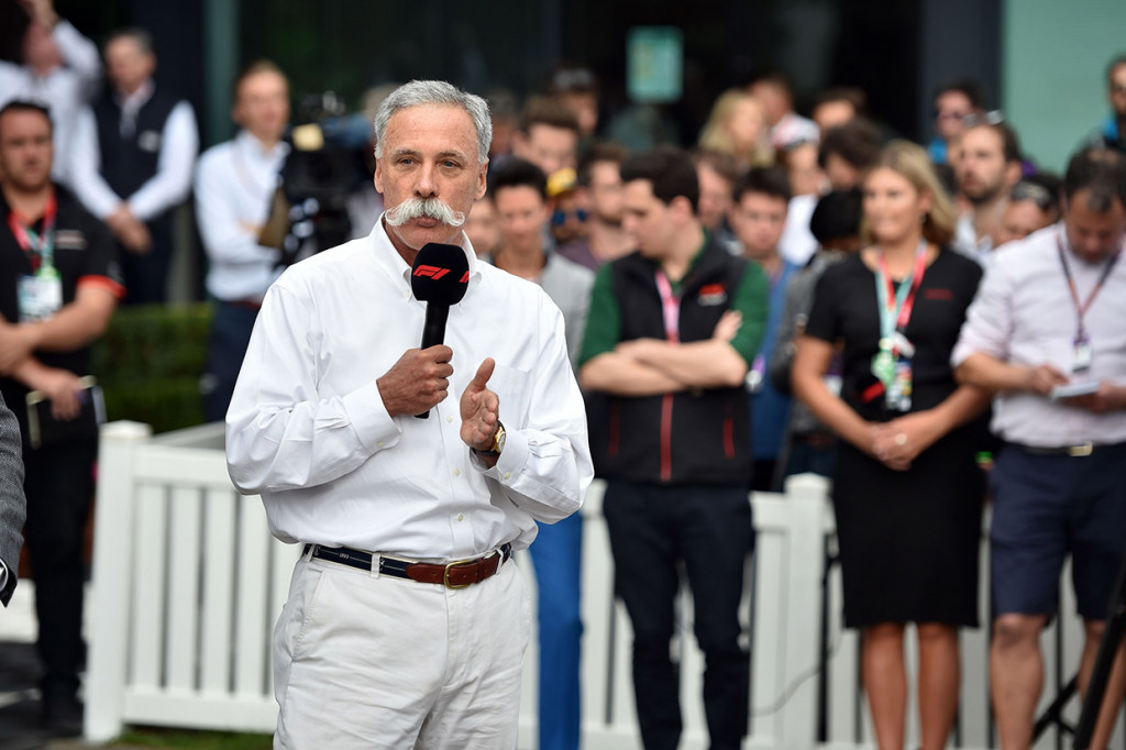 Chief Executive Officer (CEO) Formula One Group Chase Casey menggelar konferensi pers terkait pembatalan seri pembuka Formula 1 2020 GP Australia, di Melbourne, Jumat, 13 Maret 2020. GP Australia resmi dibatalkan, menyusul seorang anggota tim McLaren dinyatakan positif terinfeksi virus korona, covid-19.