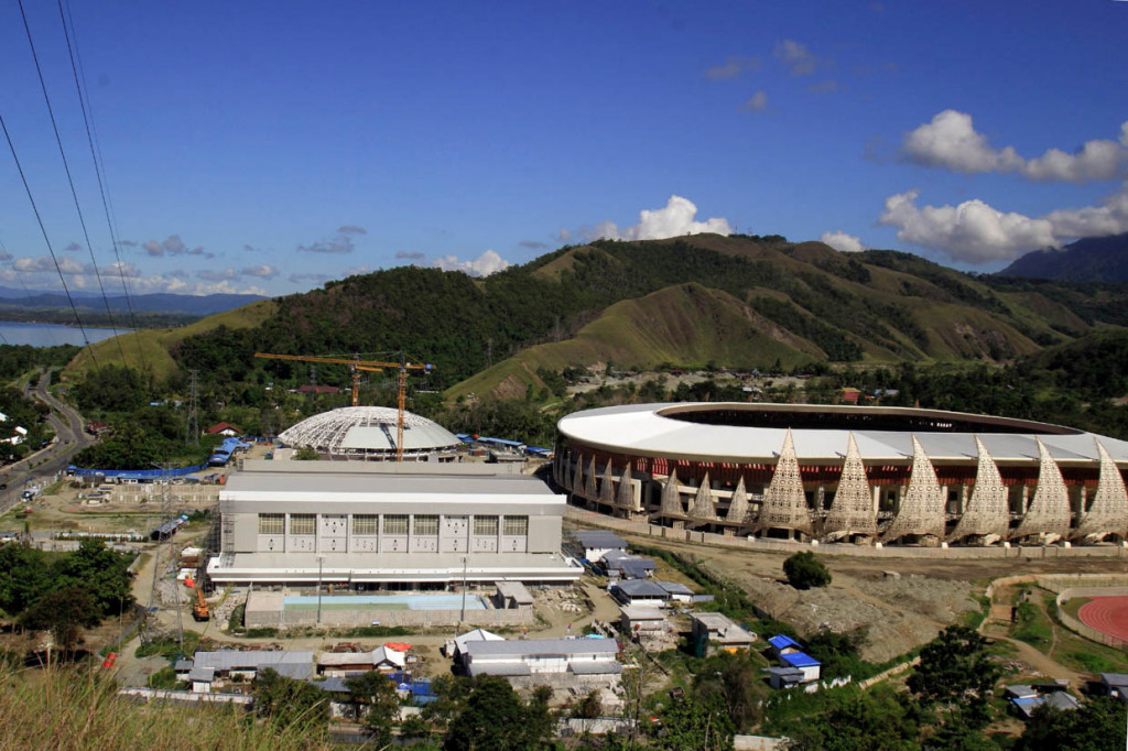 Suasana Lokasi Venue Pon 2020 Papua, Kampung Harapan, Sentani, Jayapura, Papua. 
