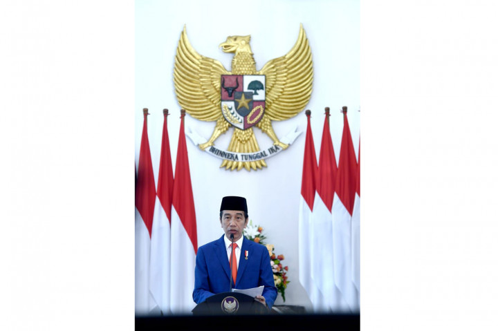 Presiden Jokowi menyampaikan bahwa Pancasila menjadi penggerak dan pemersatu bangsa dalam menghadapi tantangan dan ujian.