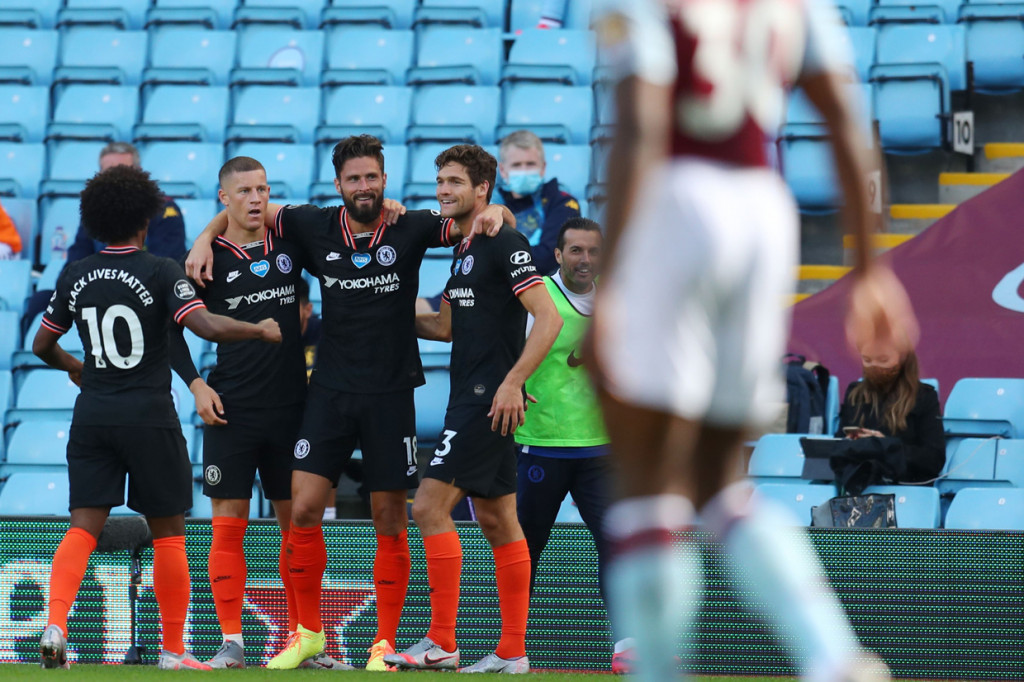 Dengan kemenangan ini, Chelsea nyaman duduk di posisi keempat klasemen sementara dengan raihan 51 poin. Sedangkan Villa masih harus berjuang di zona degradasi, tepatnya di posisi ke-19 dengan 26 poin. AFP Photo/Catherine Ivill

