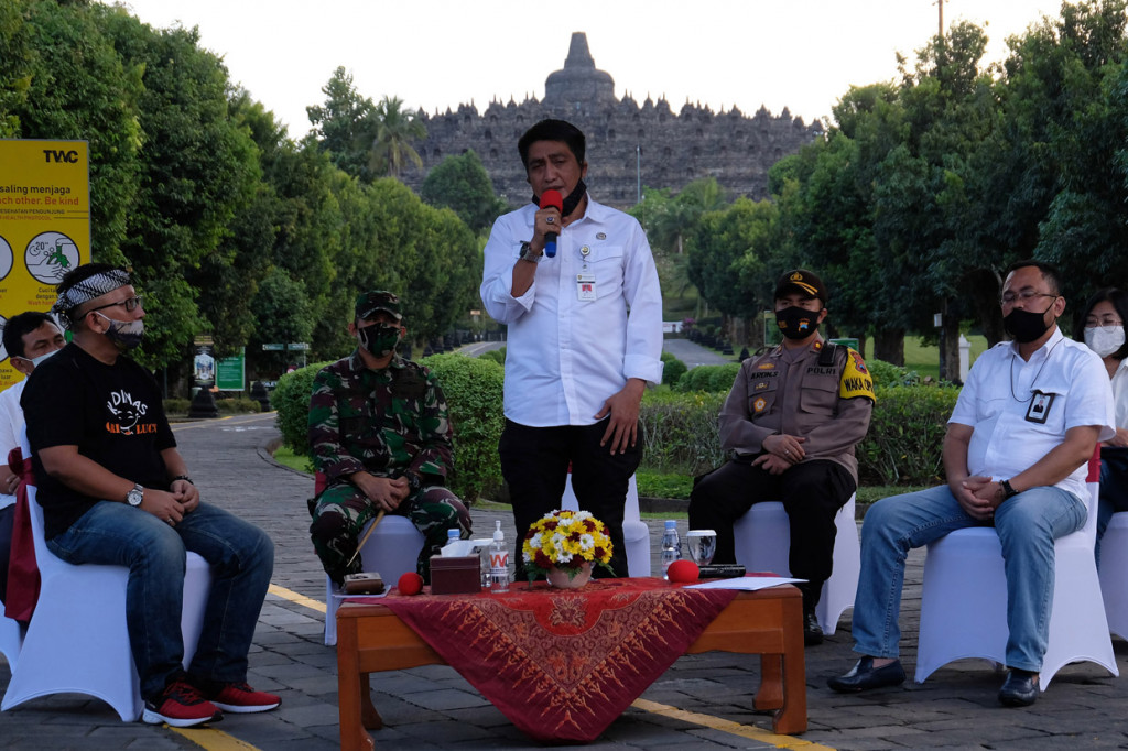 Manajemen Taman Wisata Candi (TWC) Borobudur akan melakukan uji coba pembukaan operasional kawasan wisata candi Borobudur pada Kamis, 25 Juni 2020, dengan protokol kesehatan COVID-19 dan pembatasan jumlah pengunjung.