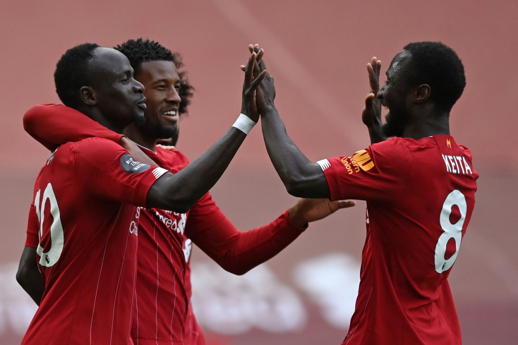 Liverpool berhasil meraih kemenangan atas Aston Villa dalam lanjutan Premier League 2019-2020. AFP Photo/Shaun BOtteril
