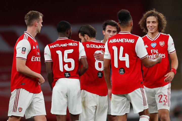 Arsenal mengalahkan Manchester City 2-0 di semifinal Piala FA 2019/2020, di Stadion Wembley, London. AFP Photo/Matthew Childs