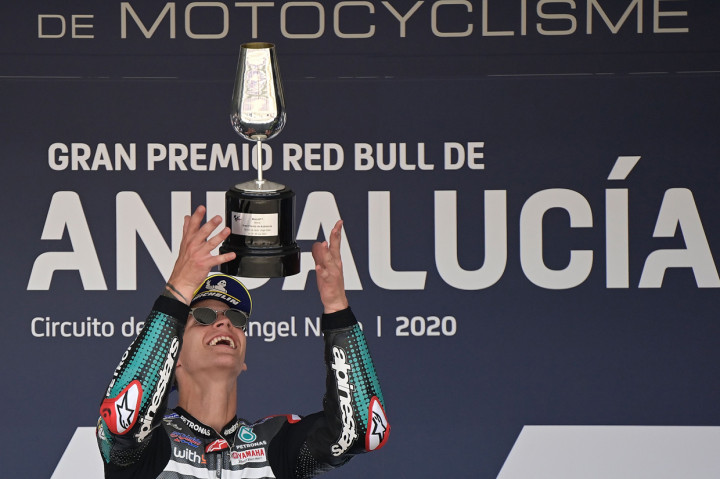 Pebalap asal tim satelit Petronas Yamaha SRT, Fabio Quartararo, kembali naik podium utama pada seri kedua MotoGP 2020.
