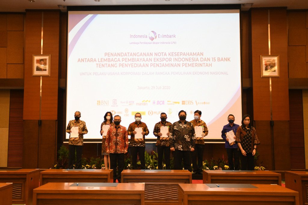 LPEI juga menggandeng perbankan untuk penyediaan penjaminan pemerintah bagi pelaku usaha korporasi. Terdapat 15 bank yang akan memanfaatkan fasilitas ini, yaitu PT Bank Central Asia Tbk, PT Bank Danamon Indonesia Tbk, PT Bank DBS Indonesia, PT Bank HSBC Indonesia, PT Bank ICBC Indonesia, dan PT Bank Maybank Indonesia.