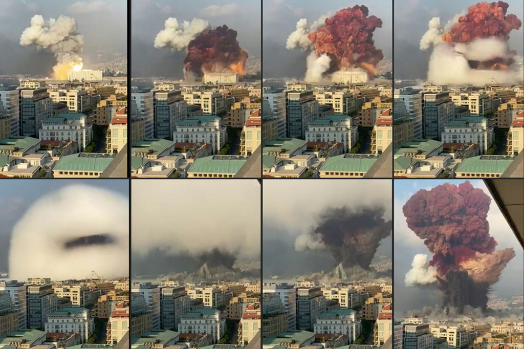 Ledakan dahsyat mengguncang kawasan pelabuhan di Kota Beirut, Libanon, Selasa, 4 Agustus 2020 petang waktu setempat. Ledakan yang diduga berasal dari gudang berisi 2.750 ton amonium nitrat tersebut mengakibatkan lebih dari 100 orang tewas, 4.000 lainnya mengalami luka-luka, serta sekitar 300 ribu orang kehilangan tempat tinggal. 