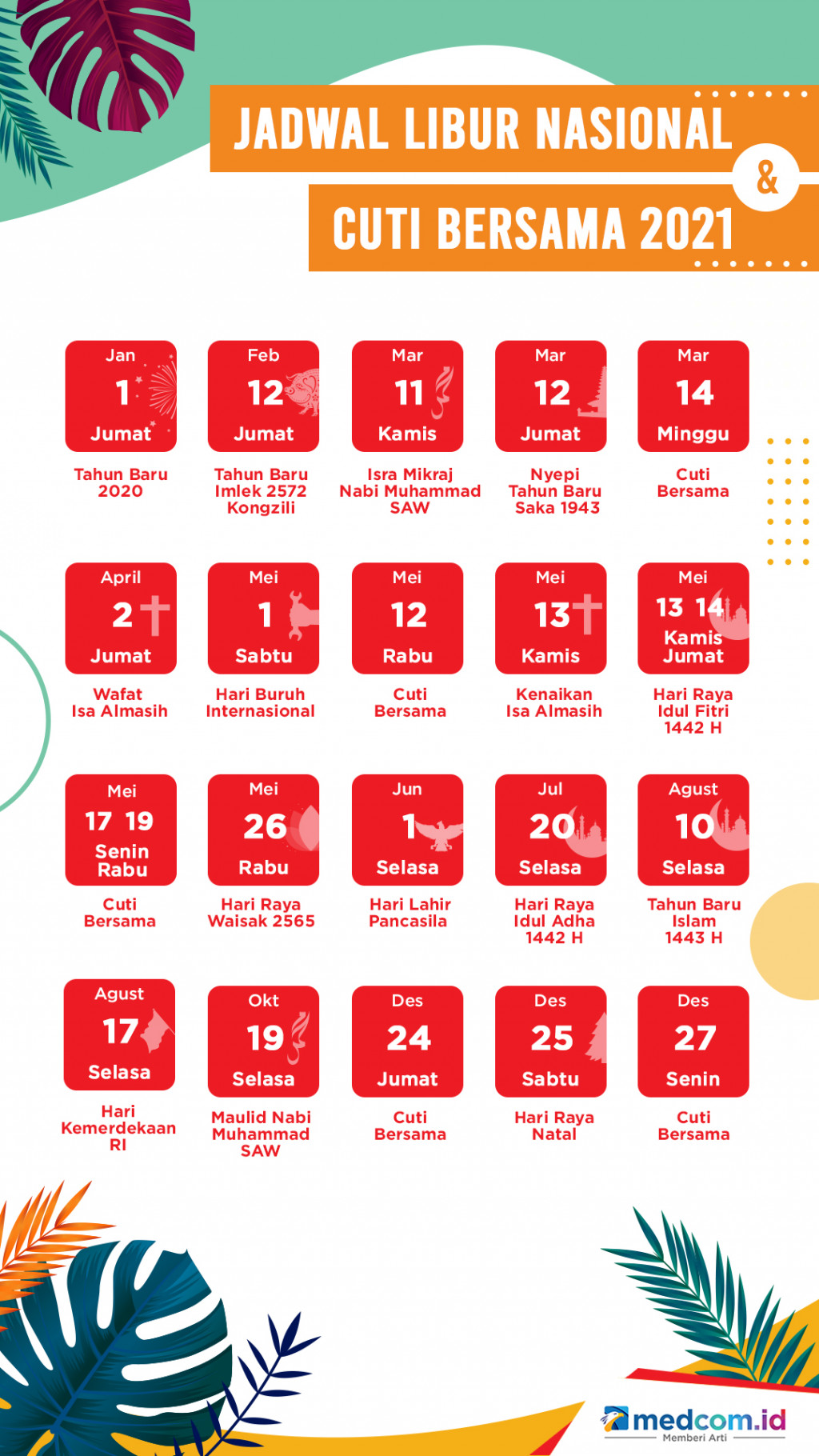 Jadwal Libur Nasional & Cuti Bersama 2021